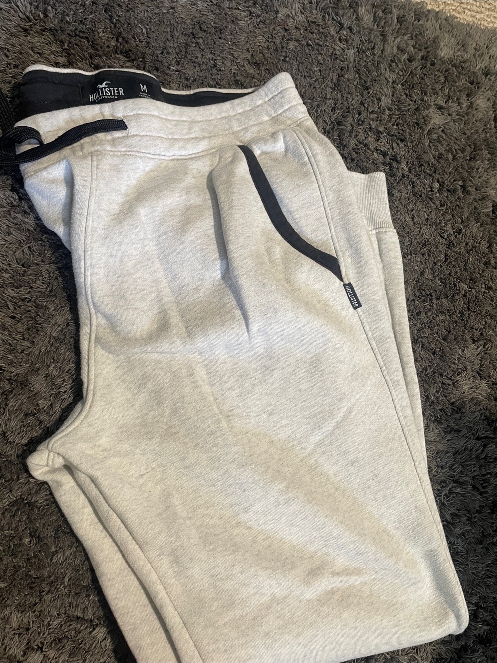 Hollister Light Gray Jogger Sweatpants with Black Trim